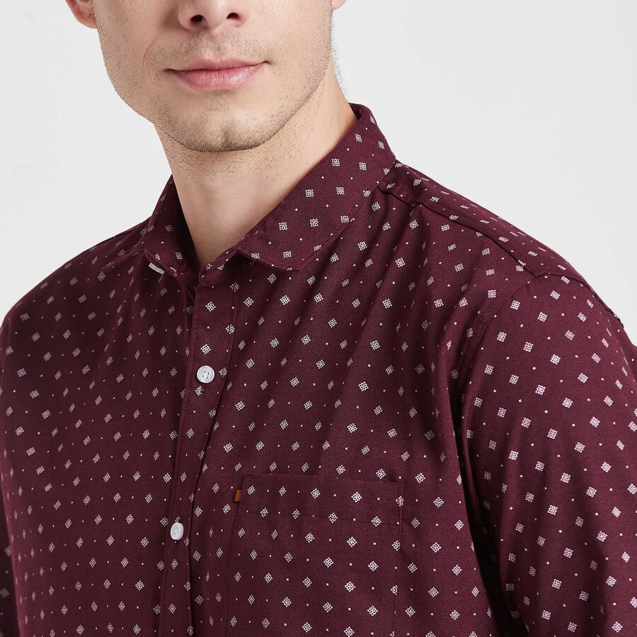 Printed Casual Shirt, Wine, large image number null