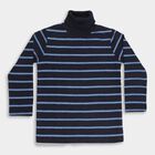 Boys Navy Blue and Light Blue Turtleneck Casual Pullover, मध्यम नीला, small image number null