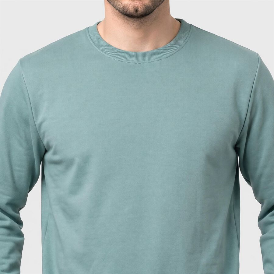 Men's Aqua Crew Neck Pullover Sweatshirt, Aqua, large