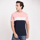 Cut & Sew Round Neck T-Shirt, Peach, small image number null
