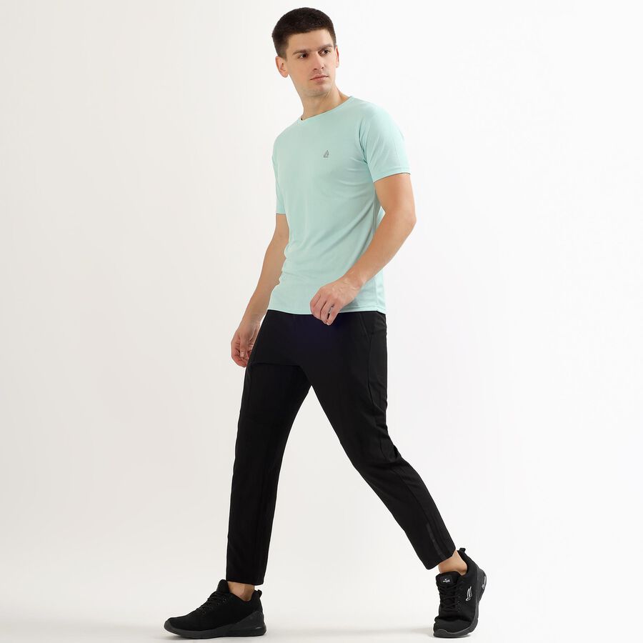 Men's Jet Black Slim Fit Reflective Detail Track Pants, Black, large