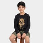 Boys Black Crew Neck Regular Boys T-Shirt, काला, small