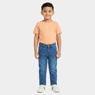 Boys Blue Straight Fit Washed Jeans, मध्यम नीला, small