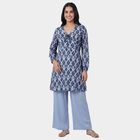 Women's Blue Round Neck Solid Kurta, हल्का नीला, small