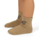 Infants Beige and White Regular Fit Bear Design Pack of 2 Socks, गहरा पीला, small image number null