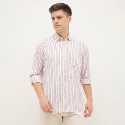 Men's Bright Coral Red Classic Casual Shirt