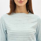 Women's Light Powder Blue Round Neck Casual Top, Light Blue, small image number null