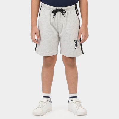 Boys Ecru Melange Regular Fit Athletic Bermuda Shorts
