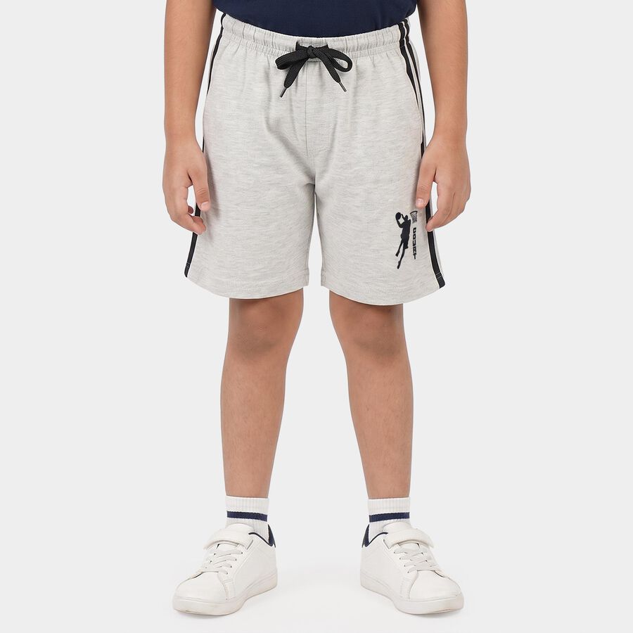 Boys Ecru Melange Regular Fit Athletic Bermuda Shorts, Ecru Melange, large