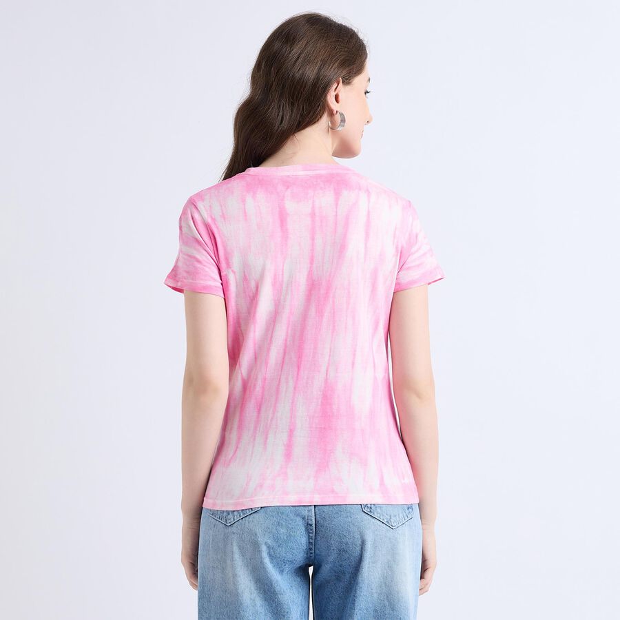 Ladies' 100% Cotton Round Neck T-Shirt , Pink, large image number null