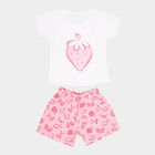 Girls Cotton Shorts Set, White, small image number null