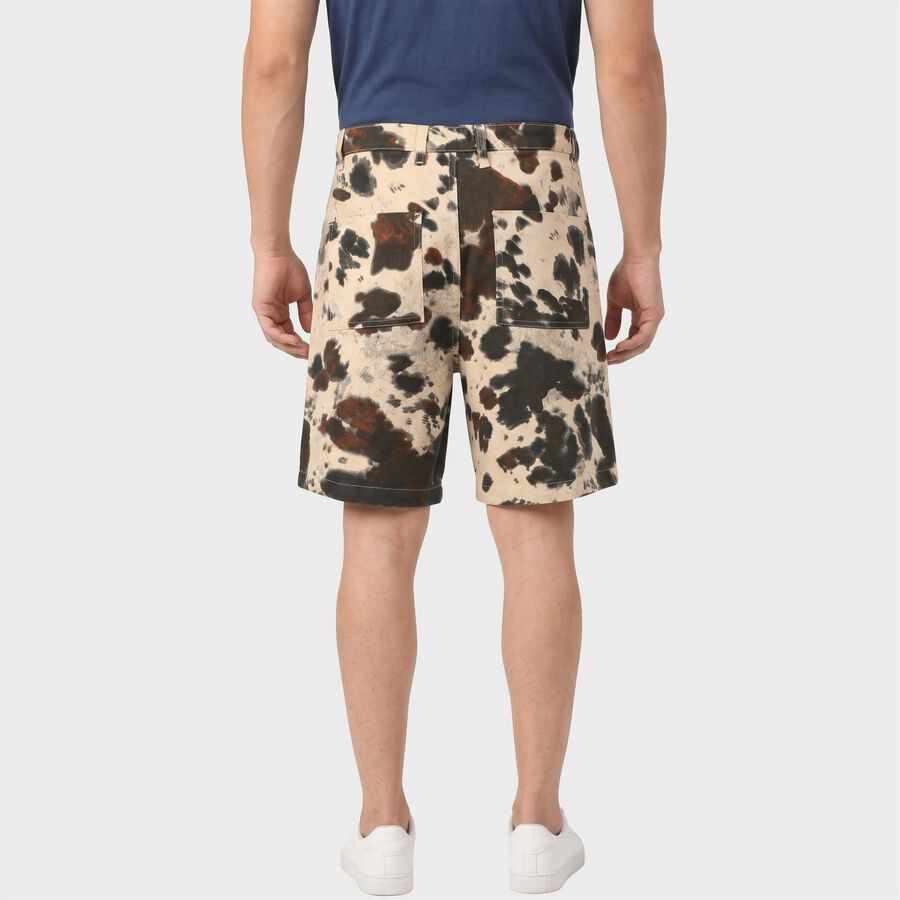 Men's Off White Regular Fit Printed Bermuda Shorts, ऑफ व्हाइट, large