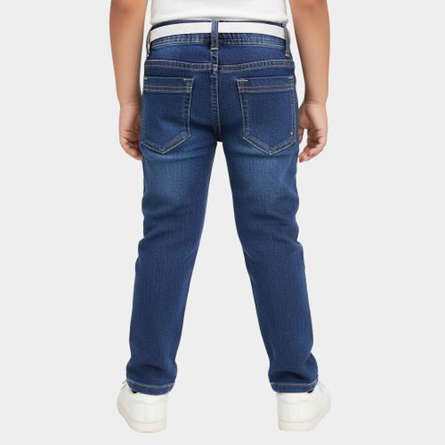 Girls' Deep Indigo Slim Fit Embroidered Jeans, गहरा नीला, large image number null