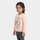 Girls' Pink Crew Neck Graphic Print Sweatshirt, Light Pink, small