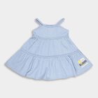 Girls' Light Powder Blue Braided Strap Tiered Frock, हल्का नीला, small image number null
