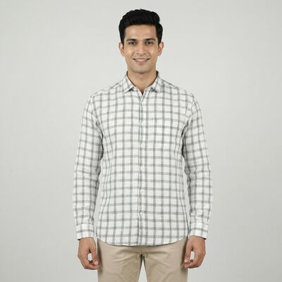 Men's White Cotton Classic Collar Casual Shirt
