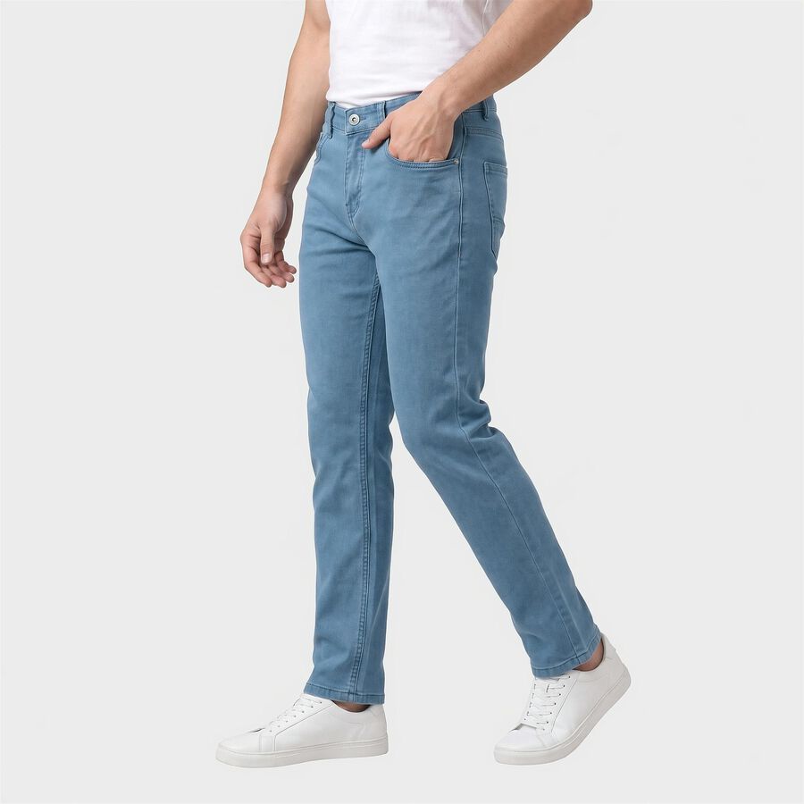 Men's Light Blue Straight Fit Washed Jeans, हल्का नीला, large