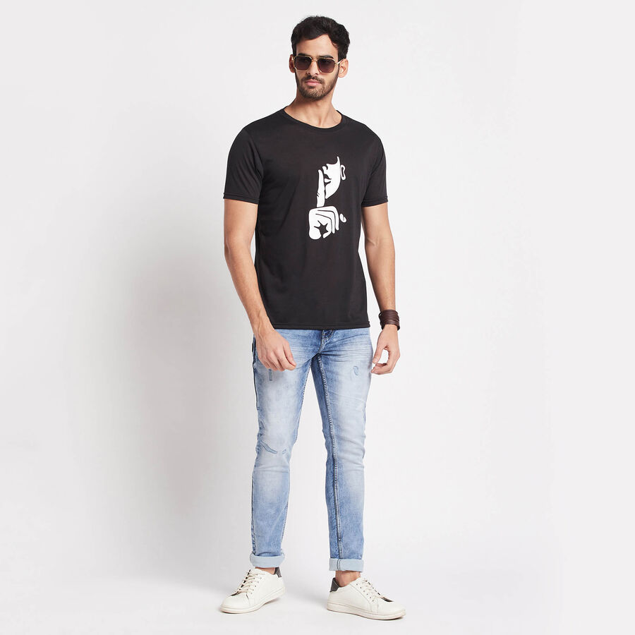 Round Neck T-Shirt, Black, large image number null