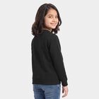 Girls' Black Crew Neck Pullover Sweatshirt, काला, small