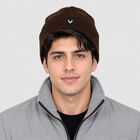 Men's Brown Cuffed Logo Beanie Cap, Brown, small