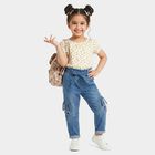 Girls' Light Blue Cargo Fit Tie-Up Waist Jeans, Light Blue, small