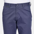 Men's Slim Fit Casual Trousers, मध्यम नीला, small image number null