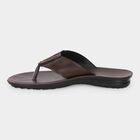 Men's Brown PU Buckle Strap Thong Sandals, भूरा, small