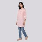 Women's Pink Mandarin Collar Floral Printed Kurta, Light Pink, small