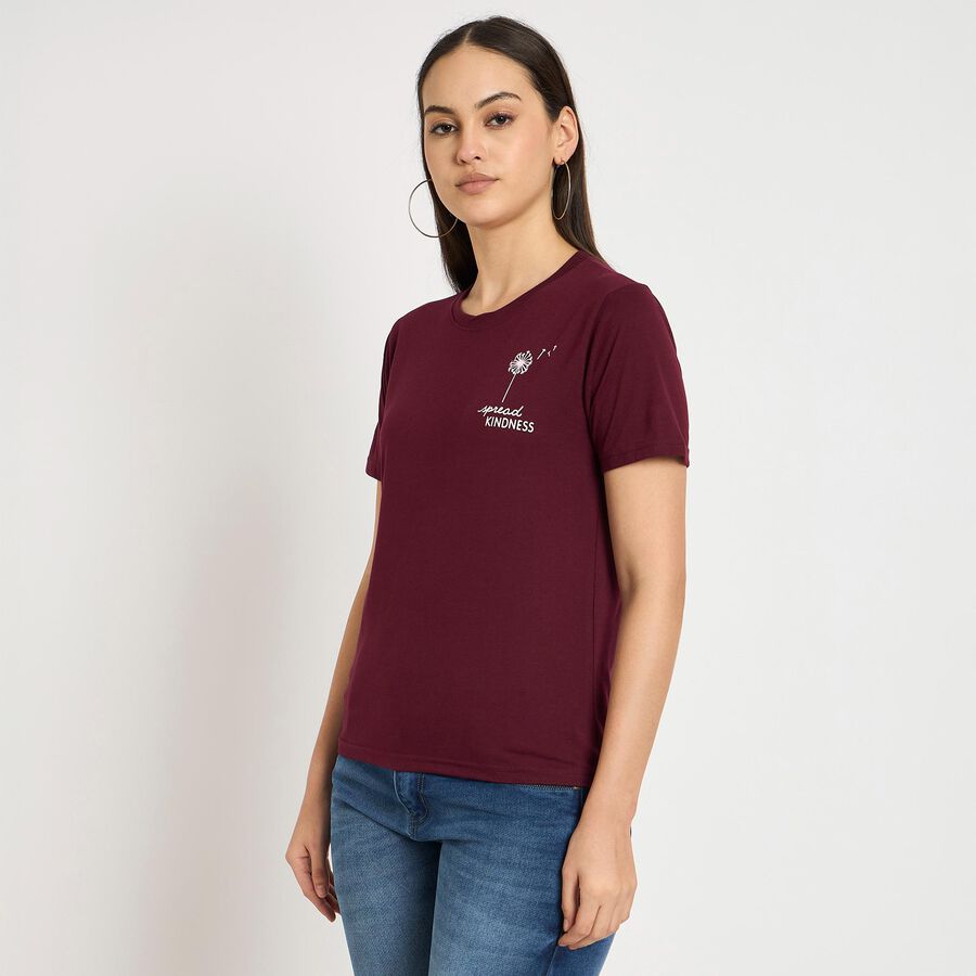 Ladies' Round Neck T-Shirt , Wine, large image number null