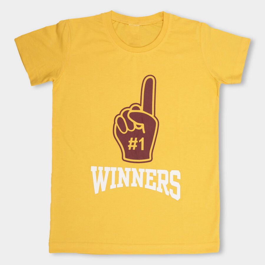 Boys' Half Sleeves T-Shirt, Mustard, large image number null