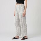 Women's Cream Regular Fit Palazzos, ऑफ व्हाइट, small
