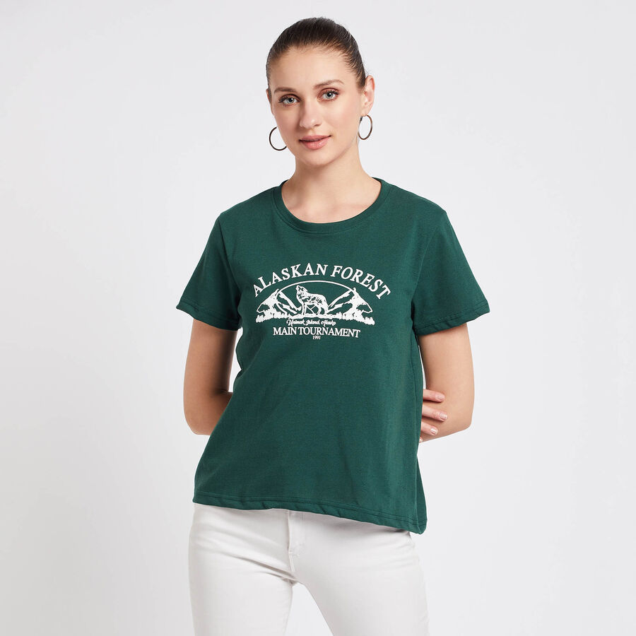 Round Neck T-Shirt, Olive, large image number null