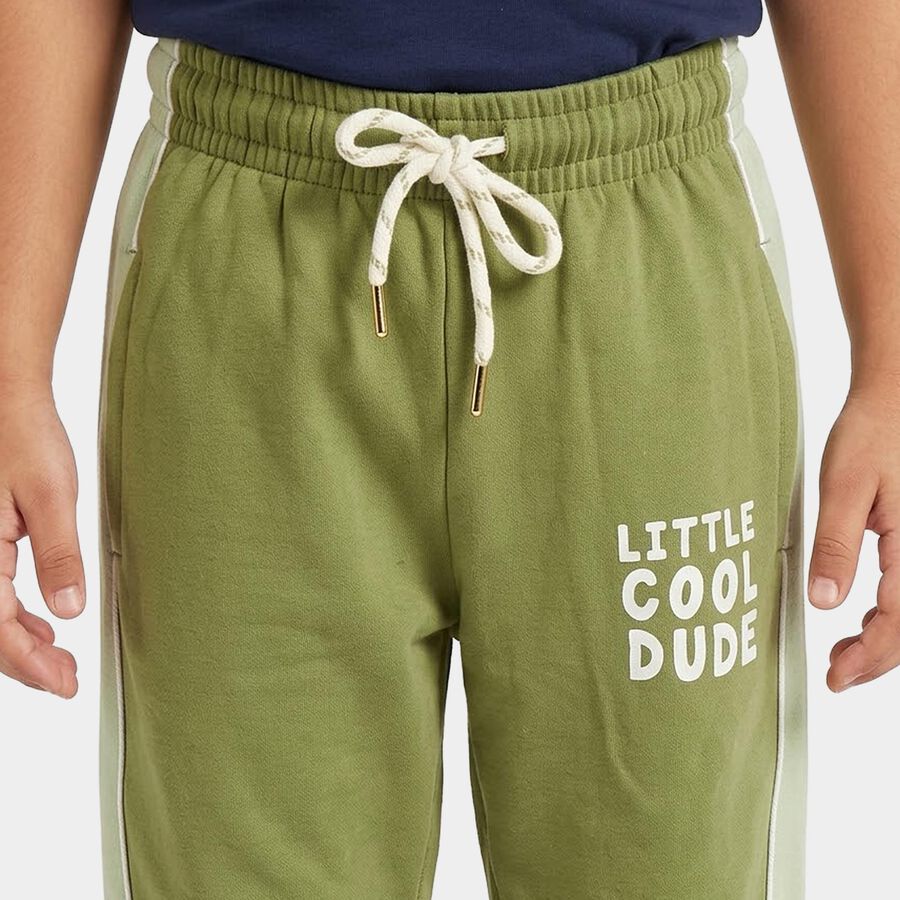 Boys Olive Green Jogger Slogan Print Pyjama, ओलिव, large