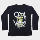 Boys Navy Blue Cotton Blend Crew Neck Regular Boys T-Shirt, Navy Blue, small