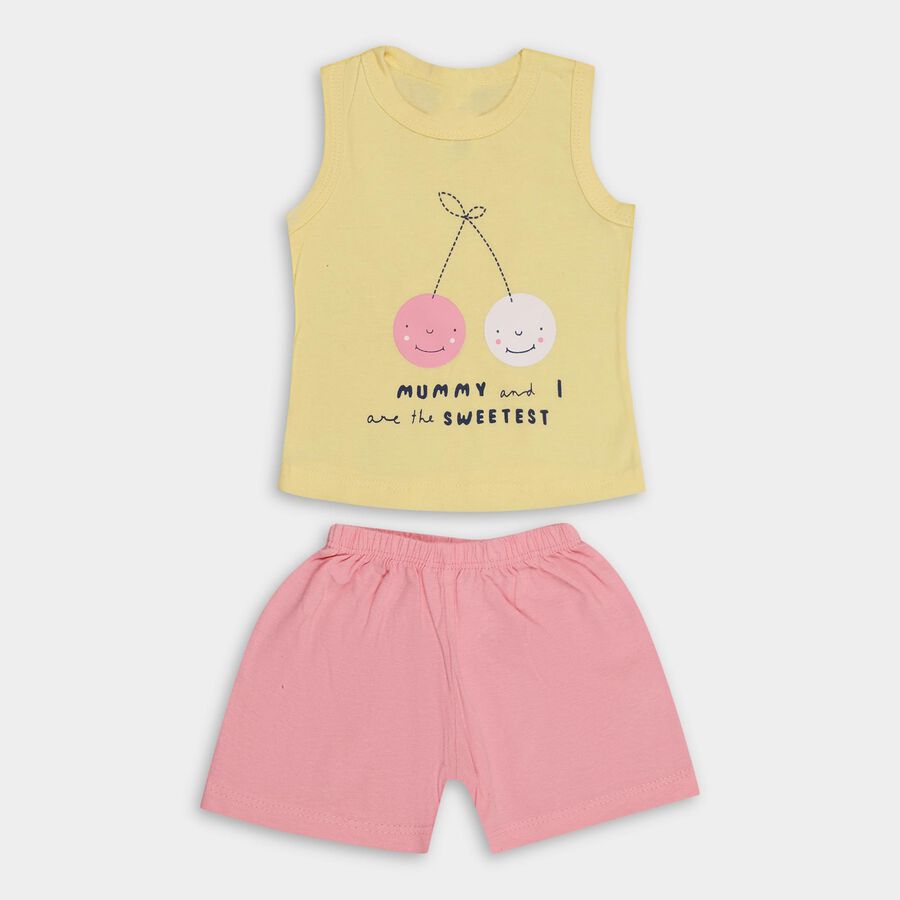 Infant Girls' 100% Cotton Short Set , Yellow, large image number null