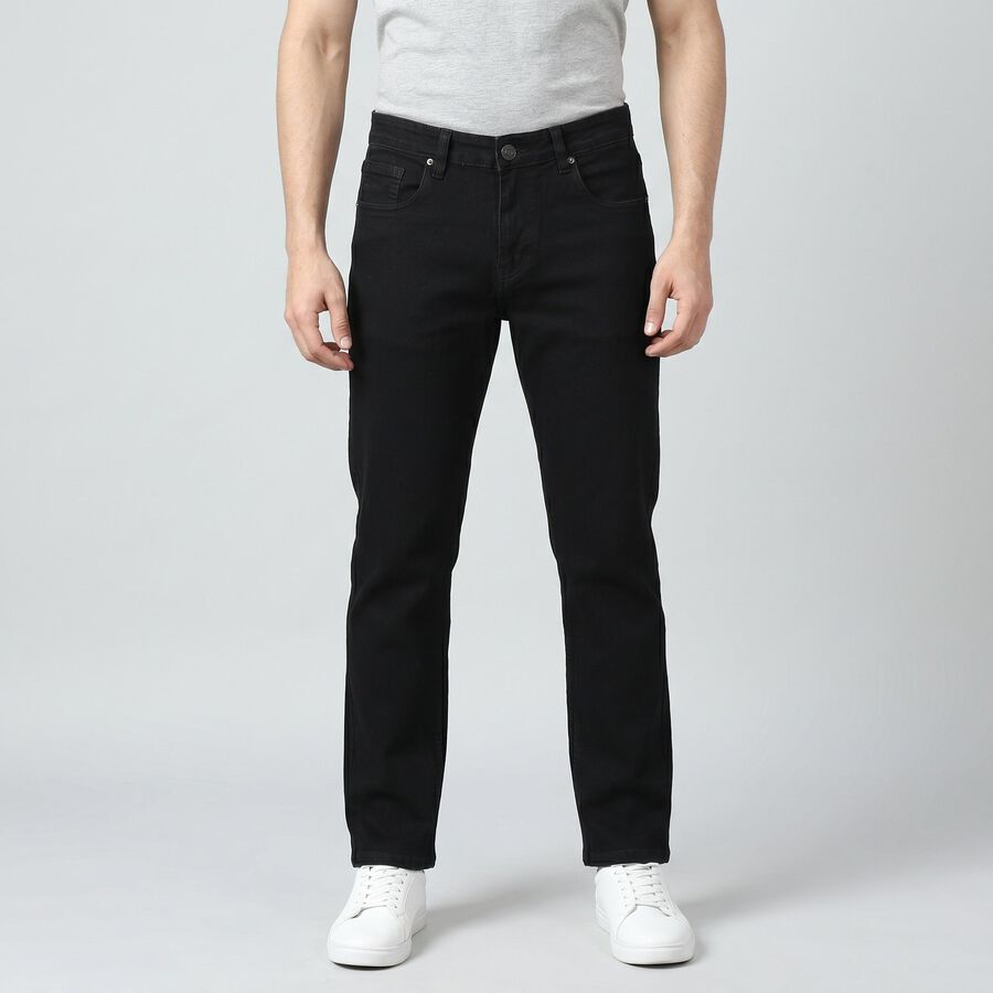 Men's Charcoal Regular Fit Stretchable Jeans, चारकोल, large