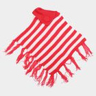 Girls' Light Pink Crew Neck Striped Poncho Pullover, हल्का गुलाबी, small