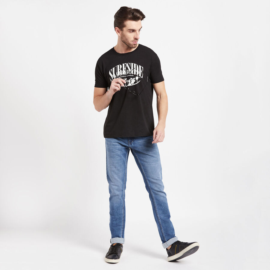 Round Neck T-Shirt, Black, large image number null