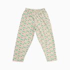Girls Beige Bow and Floral Printed Cotton Blend Pyjama, गहरा पीला, small image number null