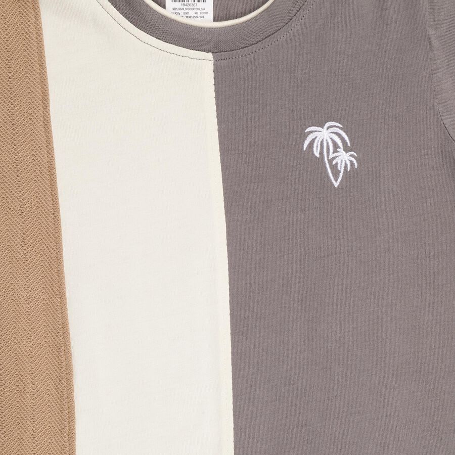 Boys' 100% Cotton Half Sleeves T-Shirt , Charcoal, large