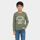 Boys Olive Green Round Neck Regular T-Shirt, ओलिव, small