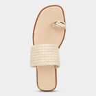 Women's Light Beige Slip-On Flat Sandals, पीच, small