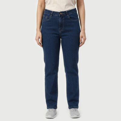 Women's Navy Blue Straight Fit Classic Jeans