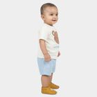 Infants' Light Blue Cotton Round Neck Bear Printed Baba Suit, Light Blue, small