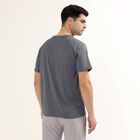 Men's Dark Steel Blue Crew Neck Athleisure Drifit T-Shirt, Mid Blue, small