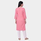 Women's Pink Scoop Neck Printed Straight Kurta, Pink, small