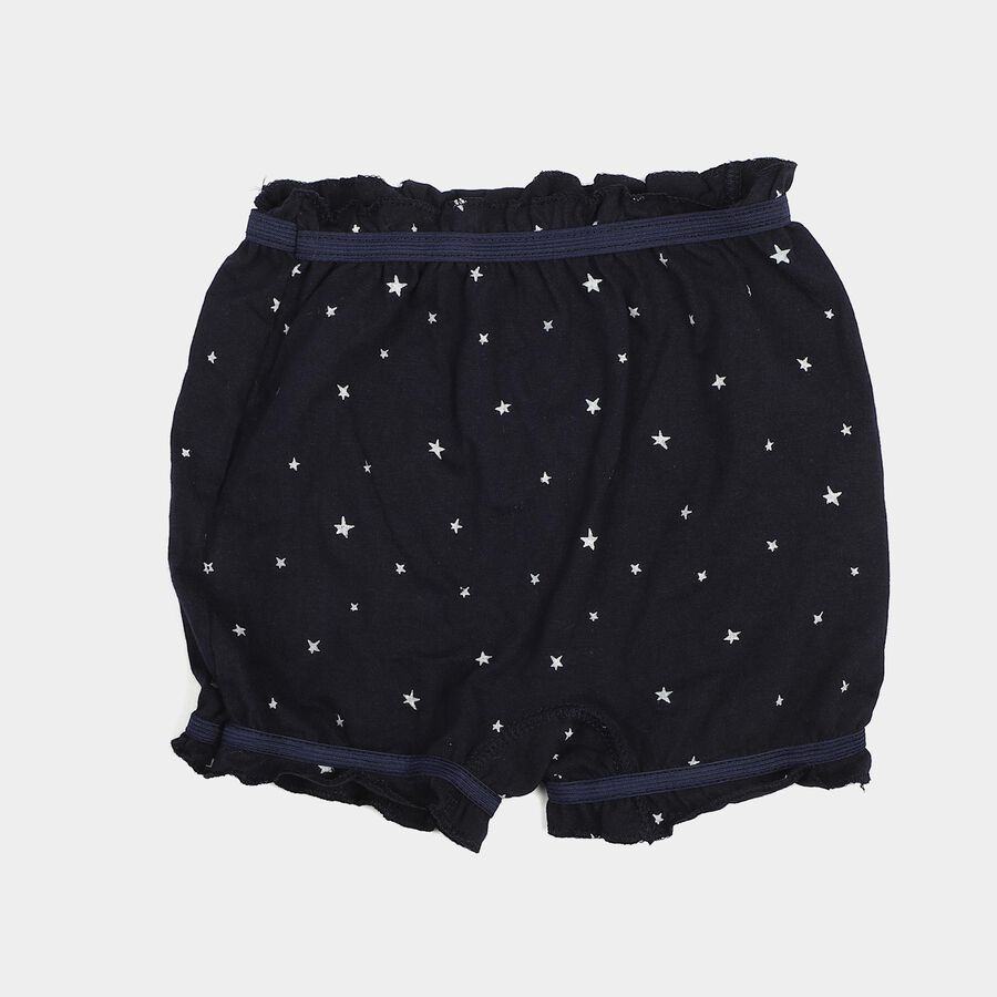 Girls' Navy Blue Regular Fit Star Printed Bloomer, नेवी ब्लू, large