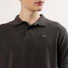 Men's Dark Grey Cotton Polo Neck Classic T-Shirt, Dark Grey, small