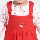 Girls' Red Embroidered Fit and Flare Frock, Red, small