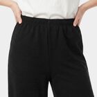 Ladies Black Relaxed Fit Textured Wide Leg Harem Pants, Black, small